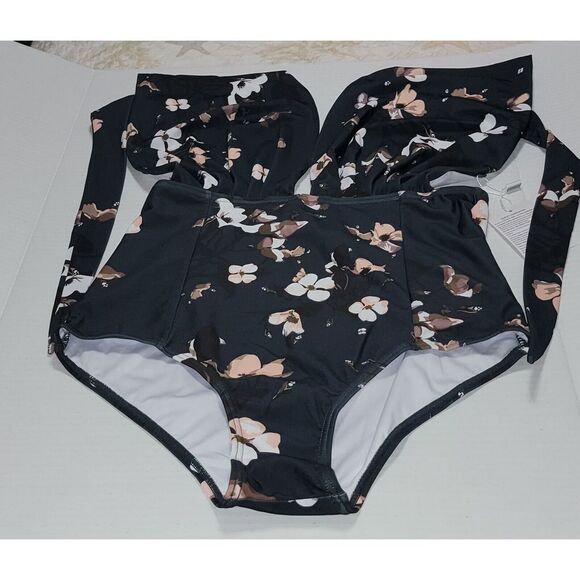 COCOSHIP Swimsuit Retro‎ Black with Flowers Size XL NWT - Picture 1 of 3